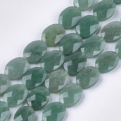 Green Aventurine Natural Green Aventurine Beads Strands, Faceted, Oval, 18x13~13.5x5.5~6mm, Hole: 1.2mm, about 11pcs/strand, 7.8 inch