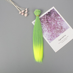 Verde Lima Peluca de muñeca de peinado largo y recto de fibra de alta temperatura, para diy girl bjd makings accesorios, verde lima, 25~30 cm