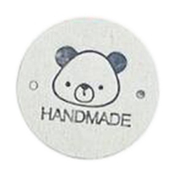 Blanc Fumé Étiquettes d'étiquettes en cuir microfibre, étiquette en relief à la main, avec des trous, pour les jeans de bricolage, , , accessoires de chapeau, plat rond avec l'ours, 25mm