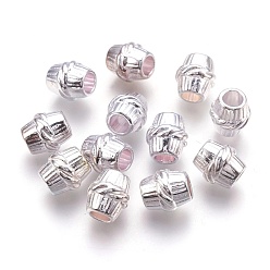 Silver Tibetan Style Alloy European Beads, Cadmium Free & Nickel Free & Lead Free, Barrel, Silver, 11x10mm, Hole: 5mm