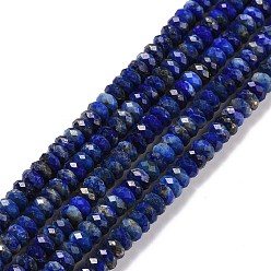 Lapislázuli Naturales lapis lazuli de hebras de cuentas, facetados, Rondana plana, 4x2 mm, agujero: 0.7 mm, sobre 157 unidades / cadena, 15.55 pulgada (39.5 cm)