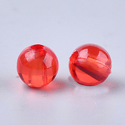 Roja Cuentas de plástico transparente, rondo, rojo, 6x5.5 mm, Agujero: 1.8 mm, sobre 5000 unidades / 500 g