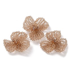 Chameau Cabochons en perles de verre, perles de cluster, avec disques perforés en laiton plaqué or, fleur, chameau, 14x40x34mm