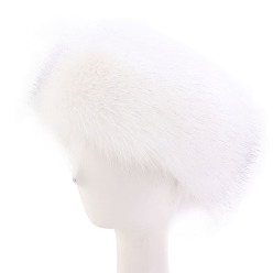 Blanco Diademas más cálidas de hilo de fibra de piel sintética, envoltura de cabeza de punto de cable grueso y elástico suave para mujer, blanco, 320x120 mm