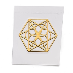 Oro Pegatinas de latón autoadhesivas, scrapbooking pegatinas, para artesanías de resina epoxi, hexágono, dorado, 2.7x3.05x0.05 cm
