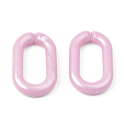 Flamingo Opaque Acrylic Linking Rings, Quick Link Connectors, For Jewelry Cable Chains Making, Oval, Flamingo, 27x16x4mm, Inner Diameter: 19x8mm, about 490pcs/500g