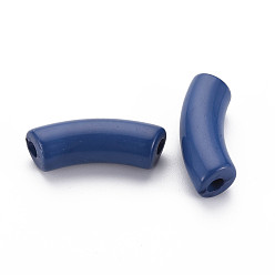 Prussian Blue Opaque Acrylic Beads, Curved Tube, Prussian Blue, 36x13.5x11.5mm, Hole: 4mm, about 148pcs/500g