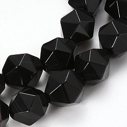 Black Onyx Бусины из натурального черного оникса, окрашенные, граненые, самородки, 8~8.5x7.5x7.5 мм, отверстие : 1.5 мм, около 46 шт / нитка, 14.56 дюйм