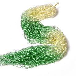 Морско-зеленый Прозрачный градиент цвета стеклянные бусины пряди, граненые круглые, морской зеленый и бежевый, 3x2.8 мм, отверстие : 0.9 мм, около 123 шт / нитка, 14.53'' (36.9 см)