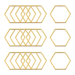 Golden 304 Stainless Steel Linking Ring, Hexagon, Golden, 20x22.5x0.8mm