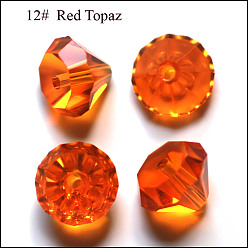 Темно-Оранжевый Имитация Австрийские кристаллические шарики, класс AAA, граненые, алмаз, темно-оранжевый, 9.5~10x7~8 мм, отверстие : 0.9~1 мм
