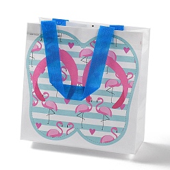 Aqua Tongs imprimées sur le thème de la plage d'été, sacs cadeaux pliants non tissés réutilisables avec poignée, sac à provisions imperméable portable pour emballage cadeau, rectangle, Aqua, 9x19.8x20.5 cm, pli: 24.8x19.8x0.1 cm