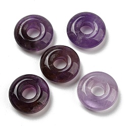 Amethyst Natural Amethyst Pendants, Donut/Pi Disc Charms, 18~18.5x6mm, Hole: 5.5~6mm
