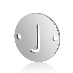 Letter J Conectores de enlaces de acero de titanio, plano y redondo con la letra, color acero inoxidable, letter.j, 12x0.8 mm, agujero: 0.8 mm