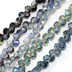 Mixed Color Faceted Electroplate Transparent Glass Teardrop Beads Strands, Mixed Color, 6x6mm, Hole: 1mm, about 100pcs/strand, 14 inch