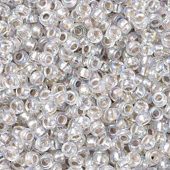 (RR1001) Silverlined Crystal AB Cuentas de rocailles redondas miyuki, granos de la semilla japonés, (rr 1001) cristal plateado ab, 11/0, 2x1.3 mm, Agujero: 0.8 mm, sobre 5500 unidades / 50 g