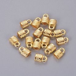 Golden Tibetan Style Alloy Cord Ends, End Caps, Lock, Golden, Lead Free & Cadmium Free & Nickel Free, 10x6.5x4.5mm, Hole: 2.5mm