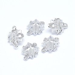 Real Platinum Plated Brass Micro Pave Cubic Zirconia Links, Square, Clear, Real Platinum Plated, 10x7x4mm, Hole: 0.8mm