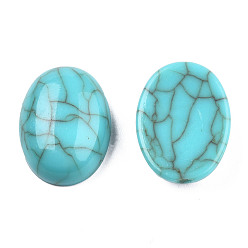 Turquoise Medio Cabuchones de acrílico, estilo de imitación de piedras preciosas, oval, medio turquesa, 16x12x5 mm