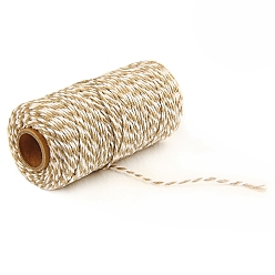 Verge D'or Pâle 100m macramé 2-fil tressé en coton, avec bobine, ronde, verge d'or pale, 2mm, environ 109.36 yards (100m)/rouleau