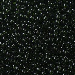 (940) Transparent Olivine Toho perles de rocaille rondes, perles de rocaille japonais, (940) olivine transparente, 8/0, 3mm, Trou: 1mm, environ1111 pcs / 50 g
