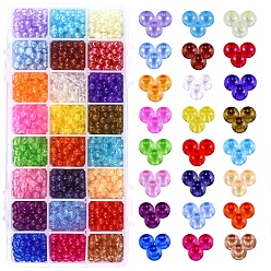 Mixed Color 216g 24 Style Transparent Acrylic Beads, Round, Mixed Color, 9g/color