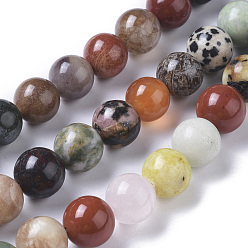 Pierre Mélangete Un mélange naturel de pierres fines perles brins, ronde, 10mm, Trou: 0.8mm, Environ 38 pcs/chapelet, 15.16 pouce (38.5 cm)