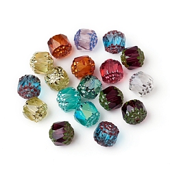 Mixed Color Electroplated Czech Glass Beads, Cathedral Beads, Retro Style, Faceted, Oval, Mixed Color, 8x8mm, Hole: 1.2mm, about 120pcs/bag