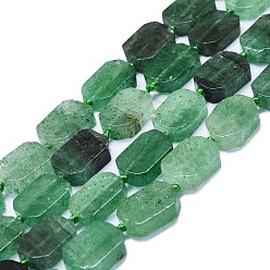 Quartz Fraise Brins de perles de quartz vert naturel, rectangle, 15~17x10~13x5~6mm, Trou: 1mm, Environ 22 pcs/chapelet, 15.94'' (40.5 cm)