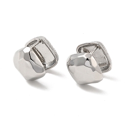 Платина Латунные серьги-кольца с ромбами для женщин, платина, 16x15x15 мм, штифты : 0.8 мм