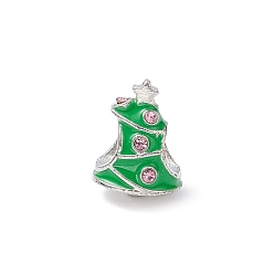 Arbre Perles européennes en strass d'alliage , Perles avec un grand trou   , le thème de Noël, arbre, 13.5x10x8mm, Trou: 4.5x4mm