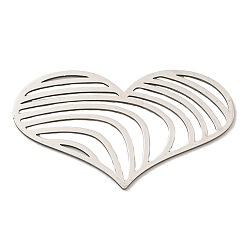 Stainless Steel Color 201 Stainless Steel Cabochons, Heart, Stainless Steel Color, 27x48x1mm