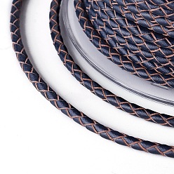 Прусский Синий Оплетенный шнур из натуральной кожи, кожаный шнур ювелирных изделий, ювелирные изделия DIY делает материал, берлинская лазурь, 3 мм, около 5.46 ярдов (5 м) / рулон