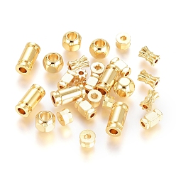 Real 18K Gold Plated Brass Beads, Long-Lasting Plated, Mixed Shapes, Real 18K Gold Plated, 3~10x4~6.5x3~6.5mm, Hole: 1.4~3mm
