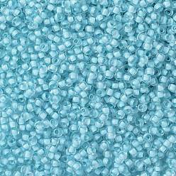 (976) Inside Color Crystal/Neon Ice Blue Lined TOHO Round Seed Beads, Japanese Seed Beads, (976) Inside Color Crystal/Neon Ice Blue Lined, 11/0, 2.2mm, Hole: 0.8mm, about 5555pcs/50g