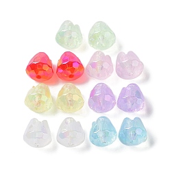 Mixed Color UV Plating Rainbow Iridescent Transparent Acrylic Beads, Faceted, Tulip Flower, Mixed Color, 15x14~14.5mm, Hole: 2.5mm