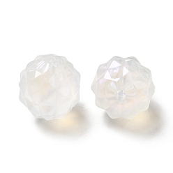 Blanc Uv perles acryliques de placage, ronde, blanc, 21.5x20mm, Trou: 2.5mm, environ114 pcs / 500 g