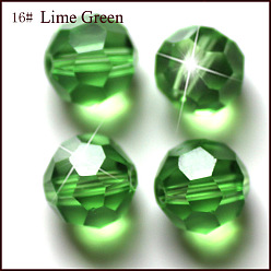 Verde Lima Imitación perlas de cristal austriaco, aaa grado, facetado (32 facetas), rondo, verde lima, 10 mm, agujero: 0.9~1 mm