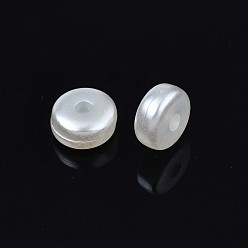Ivoire Perles de nacre en plastique ABS, plat rond, blanc crème, 6x3mm, Trou: 1.5mm, environ7050 pcs / 500 g
