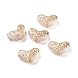Clear Plating Transparent Acrylic Beads, Golden Metal Enlaced, Heart, Clear, 8x13x5mm, Hole: 1.4mm, 1560pcs/500g