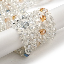 Pêche Chapelets de perles en verre, facette, rondelle, peachpuff, 8x6mm, Trou: 1mm, Environ 65~68 pcs/chapelet, 15.7~16.1 pouce (40~41 cm)