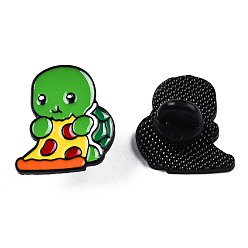 Green Tortoise with Cheese Enamel Pin, Electrophoresis Black Plated Alloy Animal Badge for Backpack Clothes, Nickel Free & Lead Free, Green, 25x22mm, Pin: 1.2mm