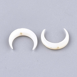 Creamy White Freshwater Shell Beads, Double Horn/Crescent Moon, Creamy White, 10~11x12~12.5x2.5~3mm, Hole: 1mm