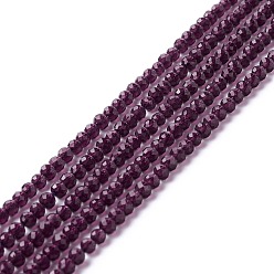 Purple Transparent Glass Beads Strands, Faceted, Round, Purple, 3mm, Hole: 0.8mm, about 127~139pcs/strand, 14.09~14.53 inch(35.8~36.9cm)