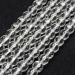 Quartz Crystal Synthetic Quartz Crystal Beads Strands, Faceted, Round, 6~6.5mm, Hole: 1mm, about 68pcs/strand, 15.7 inch(40cm)