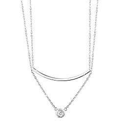 Platinum SHEGRACE Rhodium Plated 925 Sterling Silver Tiered Necklaces, with Micro Pave AAA Cubic Zircon Pendant, Platinum, 13.3 inch(34cm)