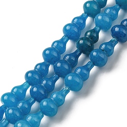Royal Blue Natural White Jade Beads Strands, Dyed, Gourd, Royal Blue, 17.5~18.5x9.5~10mm, Hole: 1.2mm, about 23~24pcs/strand, 16.14~16.34 inch(41~41.5cm)