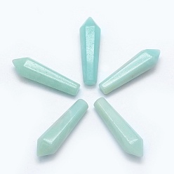 Amazonite Natural Amazonite Pointed Beads, Healing Stones, Reiki Energy Balancing Meditation Therapy Wand, Bullet, Undrilled/No Hole Beads, 30.5x9x8mm