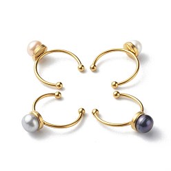 Couleur Mélangete Bagues de manchette perles rondes, anneaux ouverts, avec 304 bague de manchette en acier inoxydable, couleur mixte, 1.5~3mm, taille us 8 (18.1 mm)