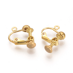 Raw(Unplated) Brass Screw Clip-on Earring Setting Findings, Spiral Ear Clip, Nickel Free, Raw(Unplated), 16x14x5mm, Hole: 1mm